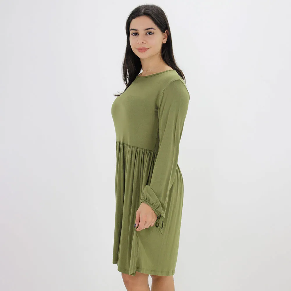 Robe droite à bas évasé pour femme, Olive