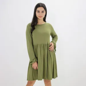 Robe droite à bas évasé pour femme, Olive