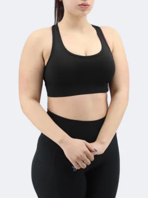Haut de sport court uni pour femmes, Noir