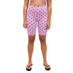Legging court à pois pour femme, rose