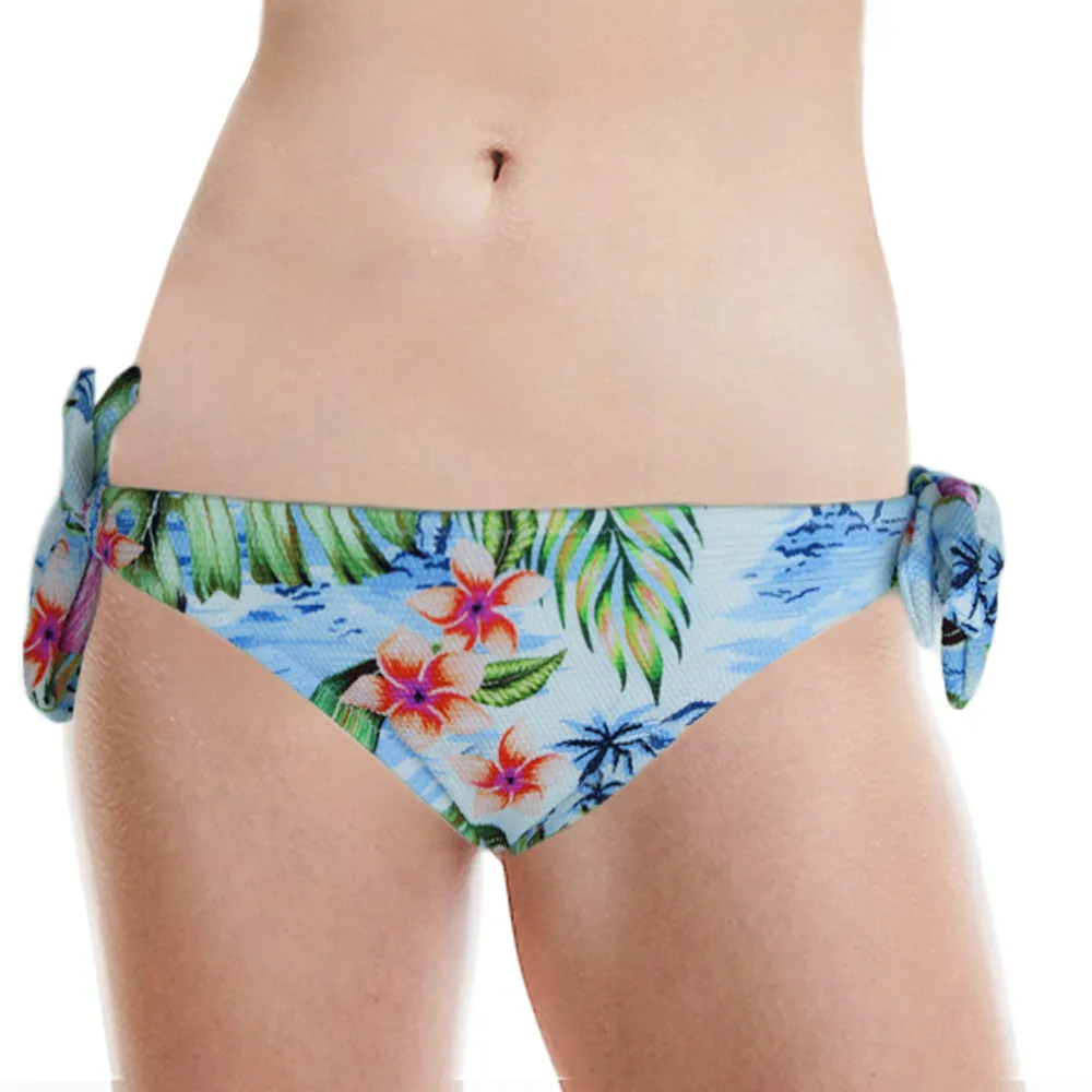 Culotte de bikini imprimée ajustable pour femme, Blanc
