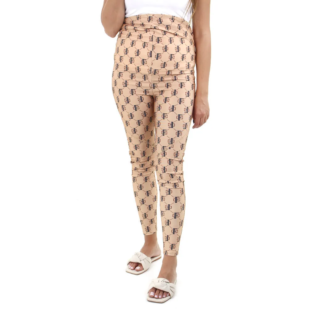 Legging de maternité imprimé à taille haute pour femmes, Beige
