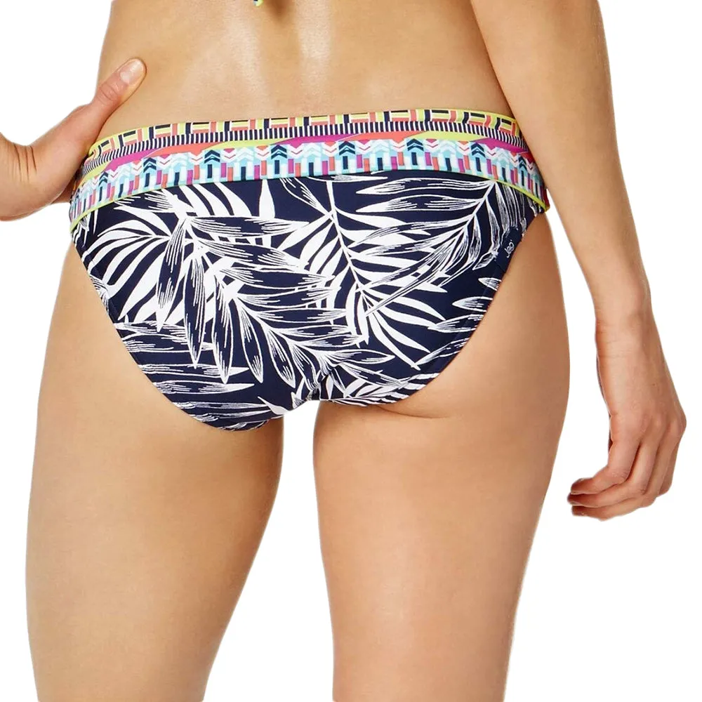 Bas de bikini imprimé feuilles végétales pour femme, Marine