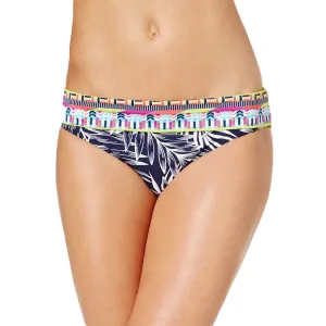 Bas de bikini imprimé feuilles végétales pour femme, Marine