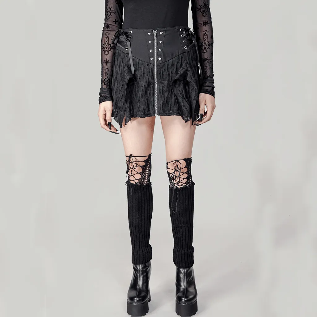 Jupe Punk Femme à Lacets Irrégulière