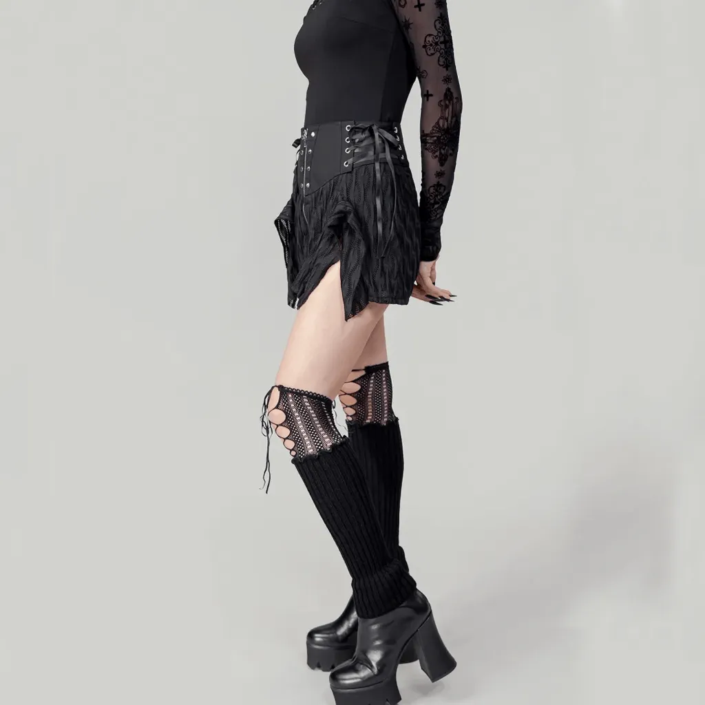 Jupe Punk Femme à Lacets Irrégulière