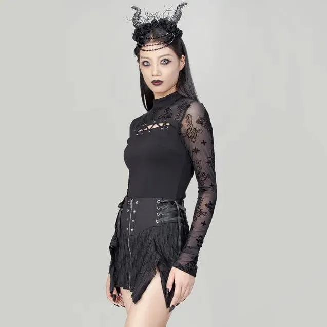 Jupe Punk Femme à Lacets Irrégulière