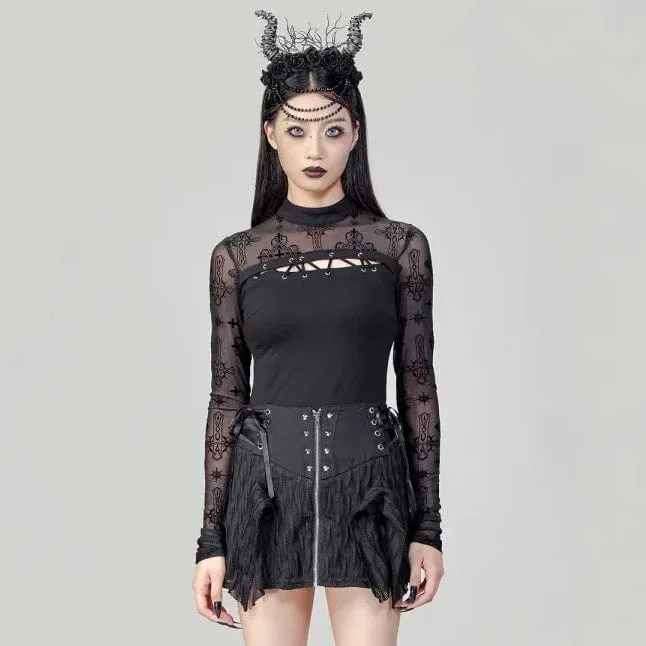 Jupe Punk Femme à Lacets Irrégulière