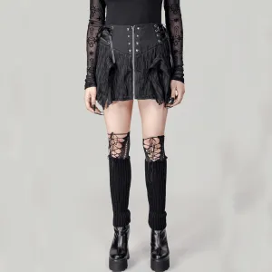 Jupe Punk Femme à Lacets Irrégulière
