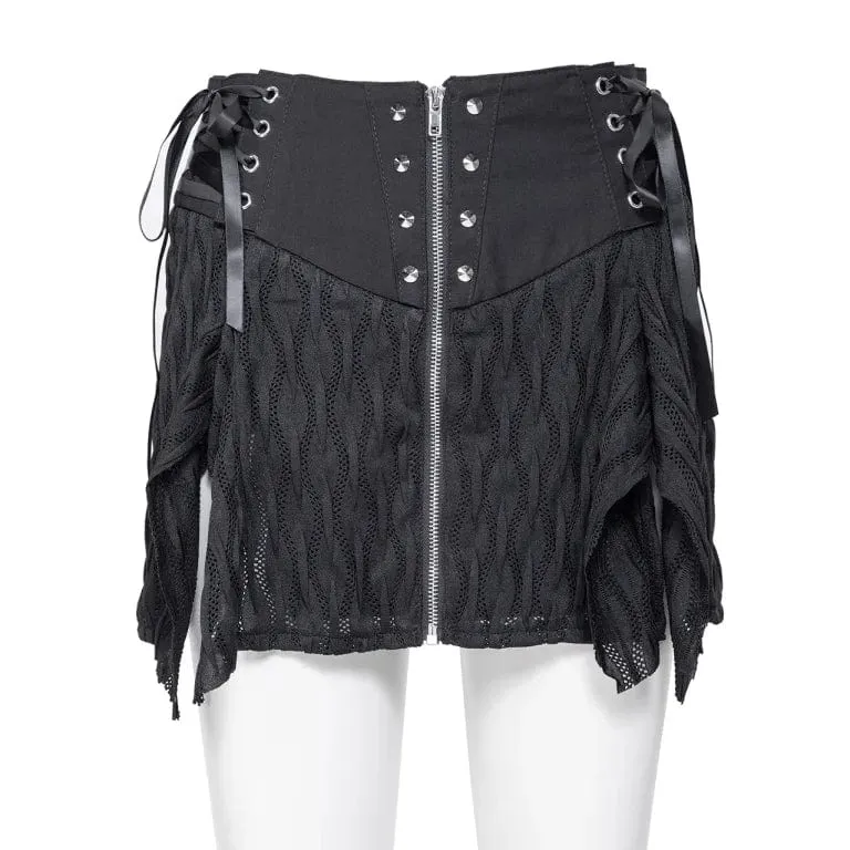 Jupe Punk Femme à Lacets Irrégulière
