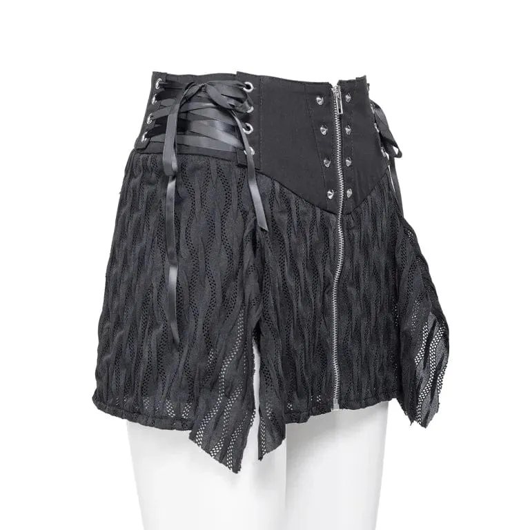 Jupe Punk Femme à Lacets Irrégulière