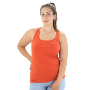 Haut sans manches côtelé pour femme, Orange