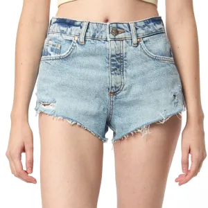 Short en jean déchiré pour femme, bleu clair