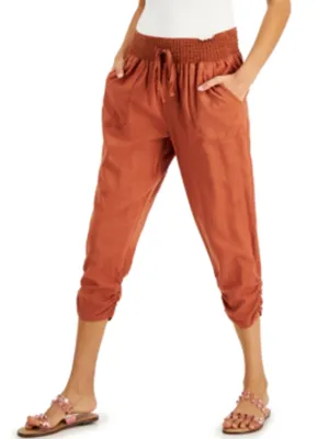 Pantalon de jogging à ourlet ruché pour femme, Rouille