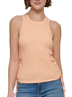 Débardeur femme à ruchés latéraux, Orange clair