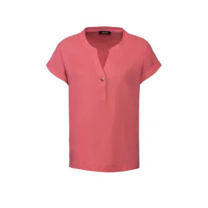 Haut féminin uni à encolure en V, Corail