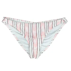Slip de bikini à rayures à enfiler pour femme, rose