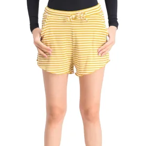 Short Femme Rayé Élastique, Moutarde/Beige