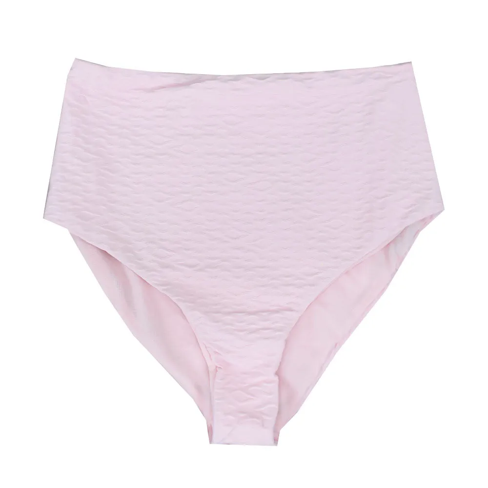 Culotte de Bikini Femme à Haute Taille Texturée, Rose
