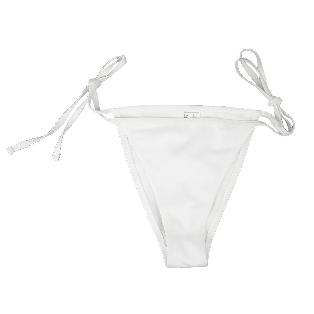 Bas de bikini uni à nouer sur le côté, Blanc