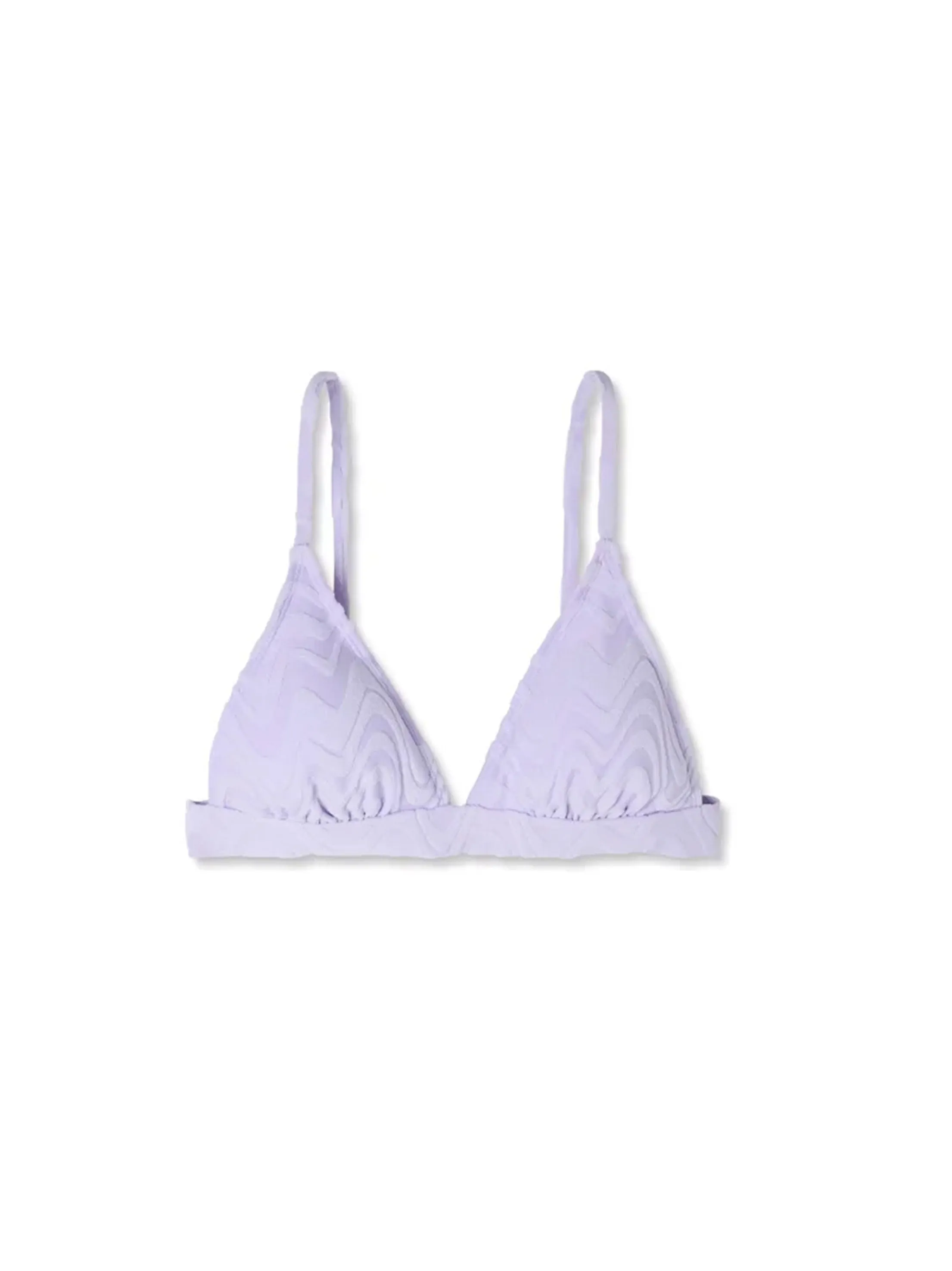 Haut de bikini triangle en éponge texturée à motifs ondulés pour femmes, mauve clair