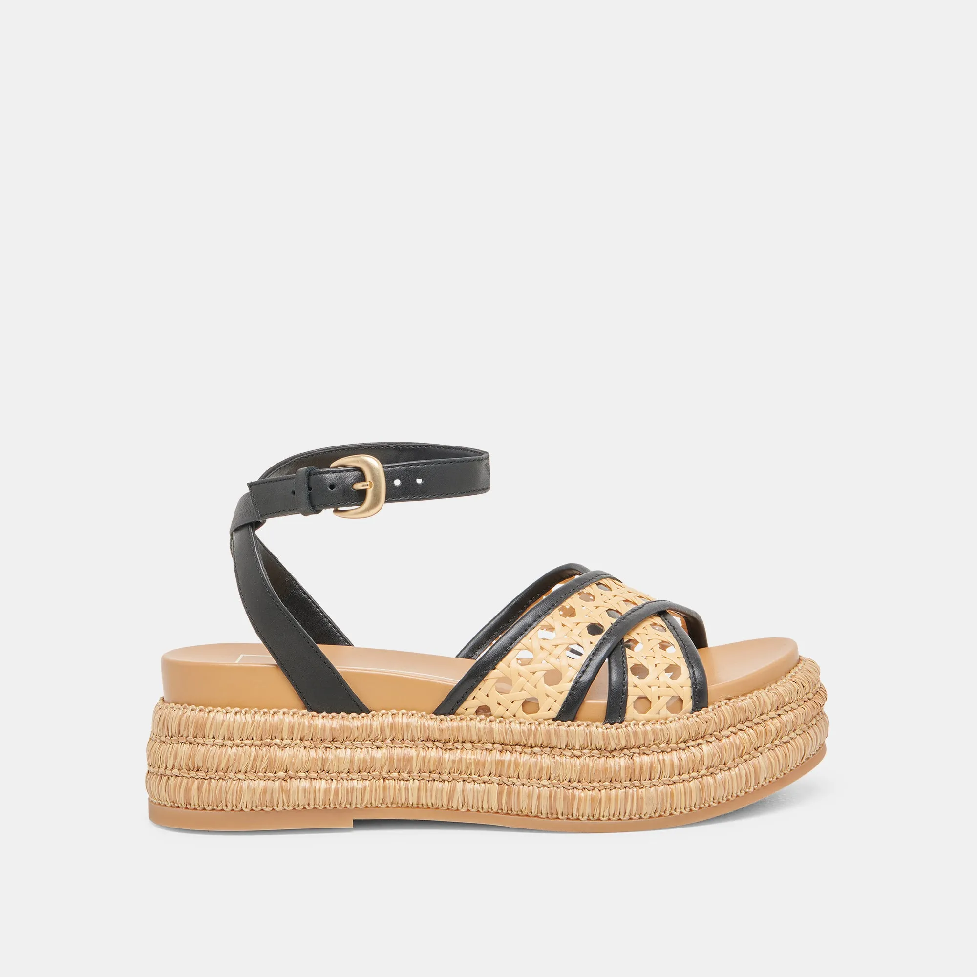 SANDALES WRILEY NOIRES EN RAFFIA TISSÉ