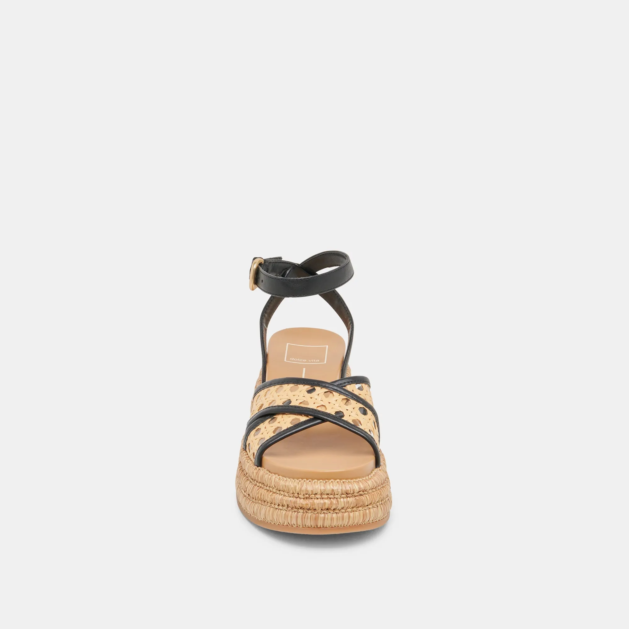 SANDALES WRILEY NOIRES EN RAFFIA TISSÉ