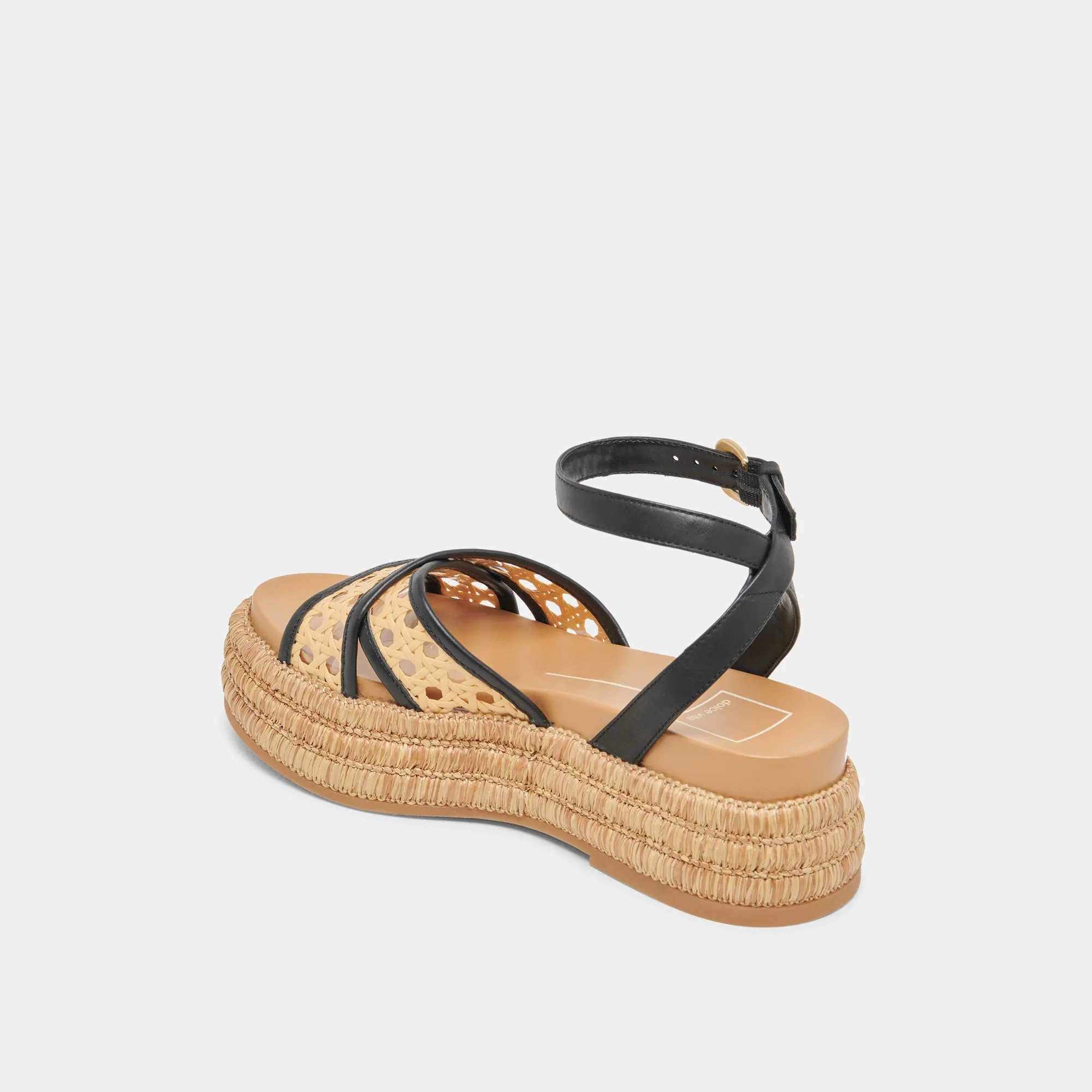 SANDALES WRILEY NOIRES EN RAFFIA TISSÉ