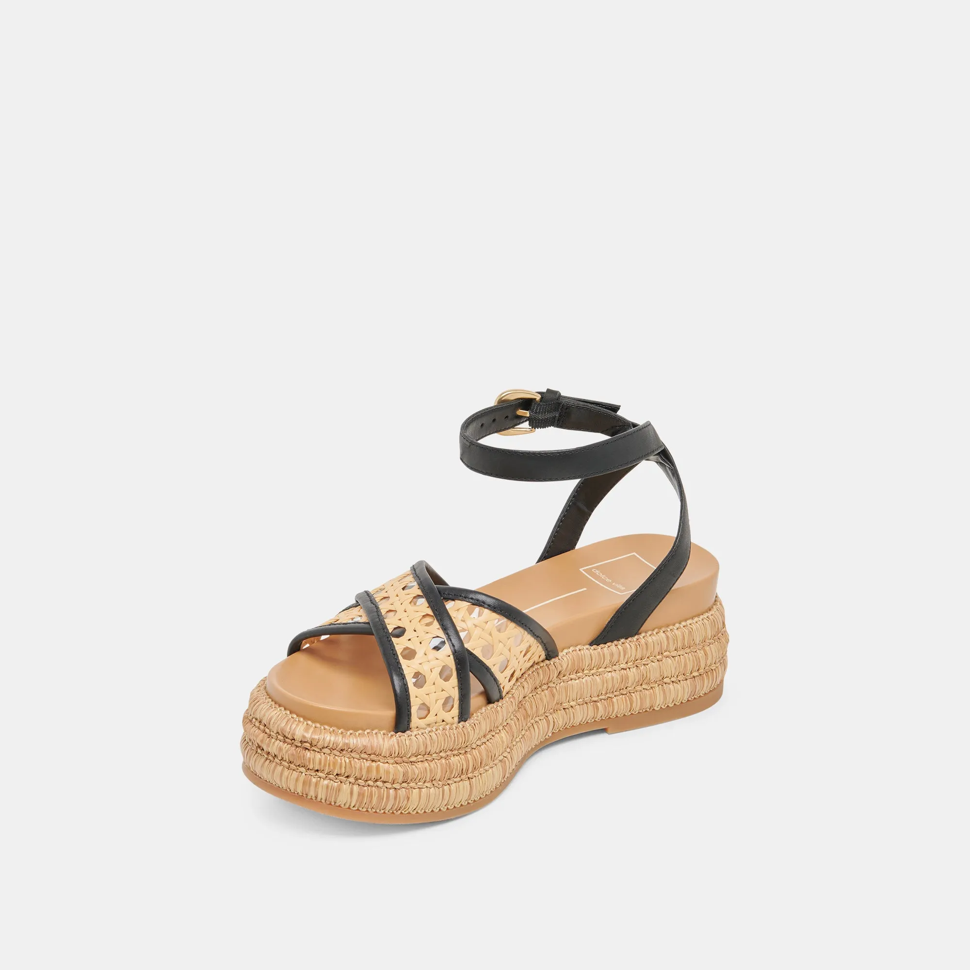SANDALES WRILEY NOIRES EN RAFFIA TISSÉ