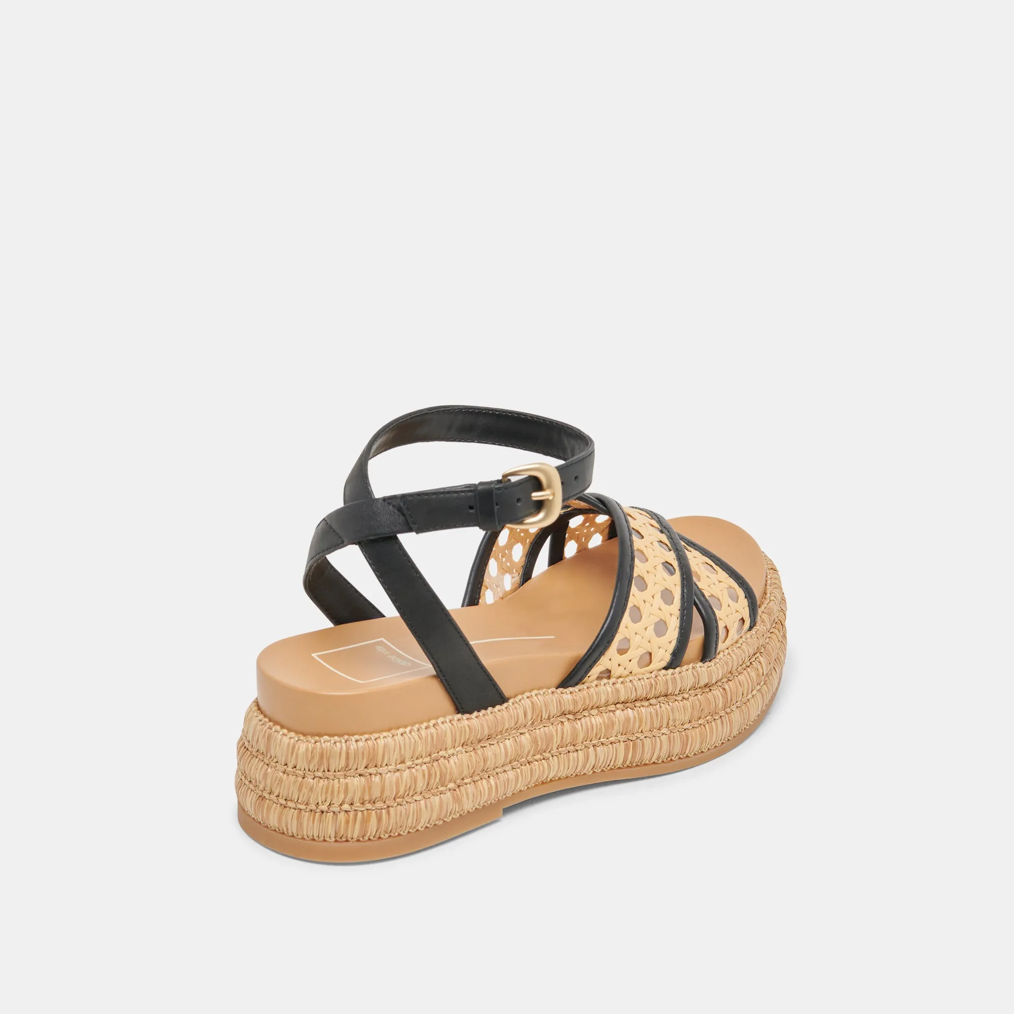 SANDALES WRILEY NOIRES EN RAFFIA TISSÉ