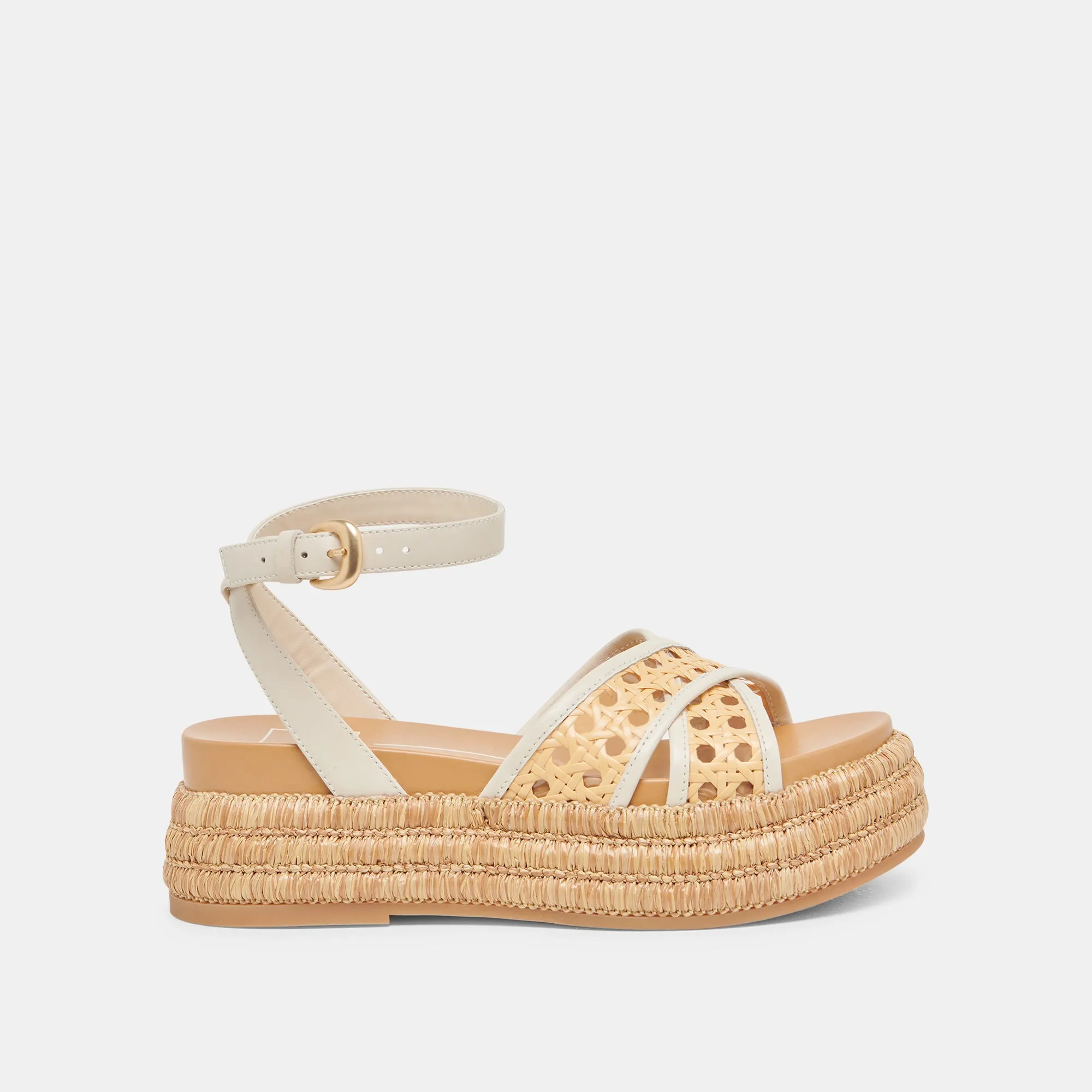SANDALES WRILEY CREME TISSÉES EN RAFFIA