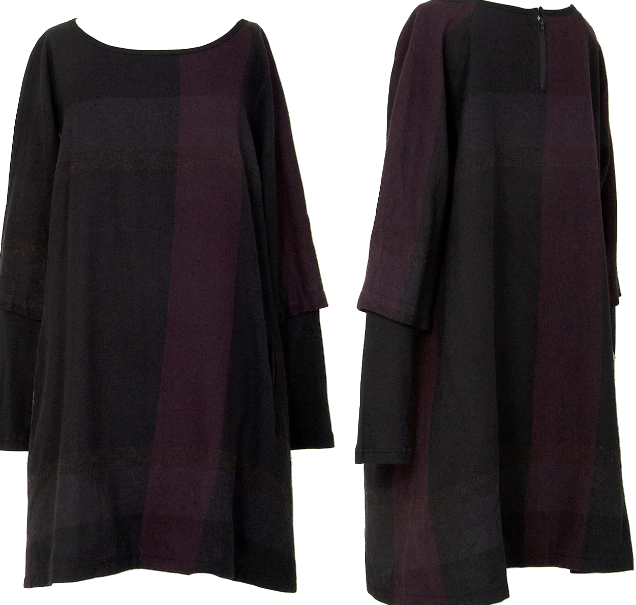 Yohji Yamamoto Japon. Robe évasée en laine et nylon à carreaux noirs Y's