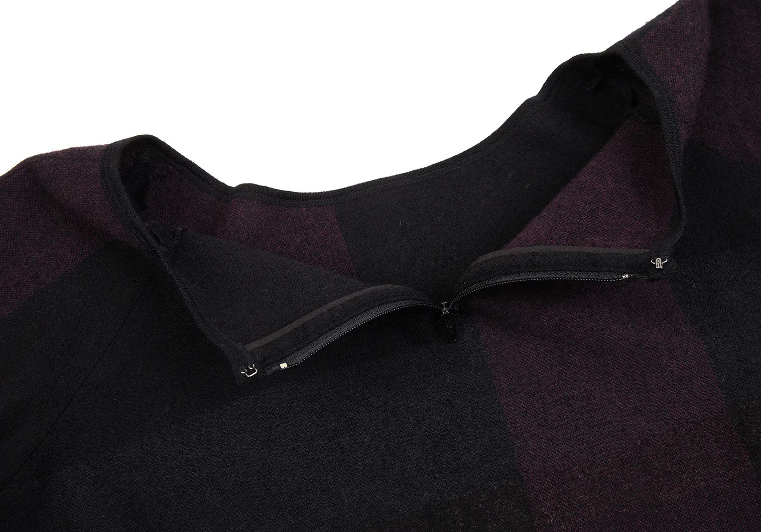 Yohji Yamamoto Japon. Robe évasée en laine et nylon à carreaux noirs Y's