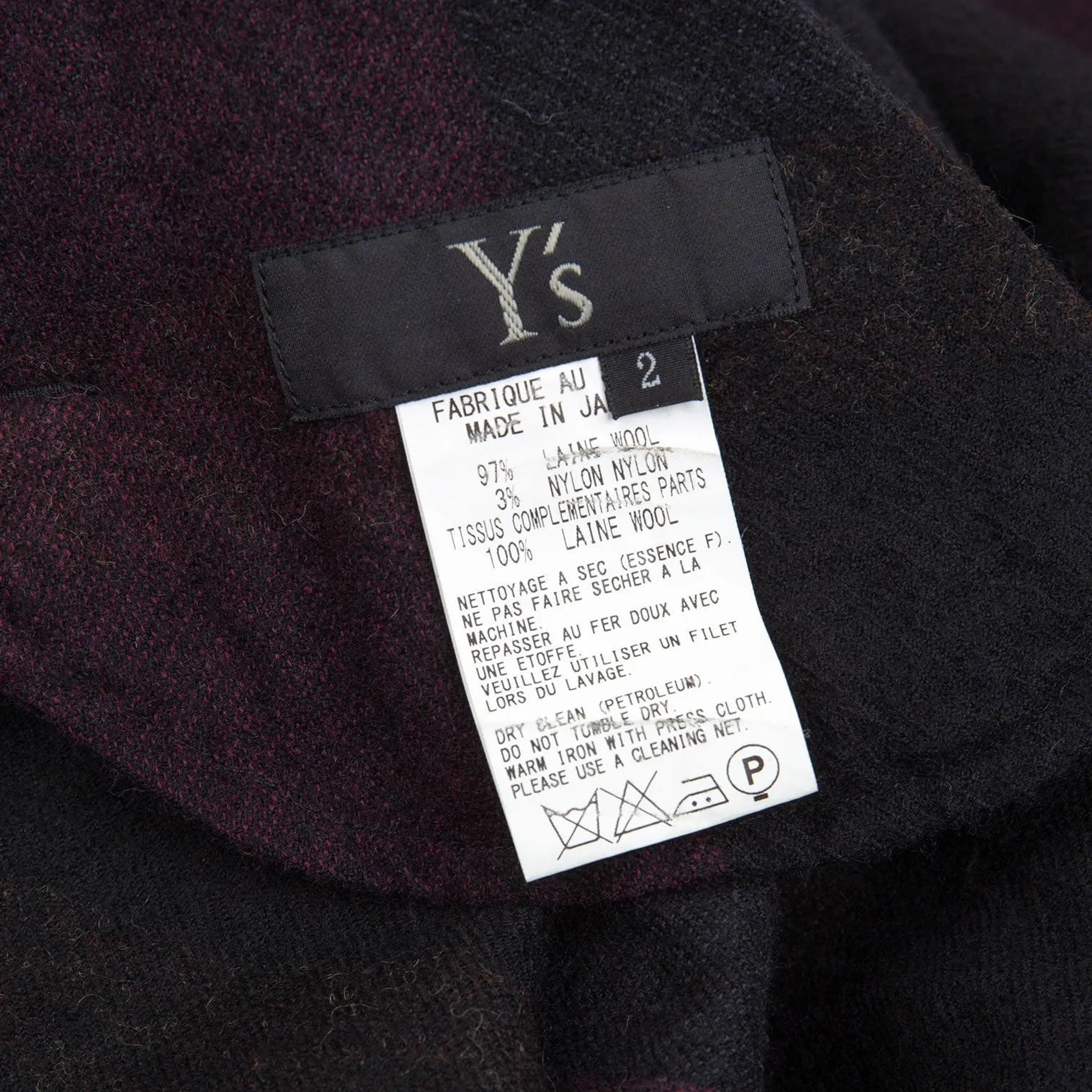 Yohji Yamamoto Japon. Robe évasée en laine et nylon à carreaux noirs Y's