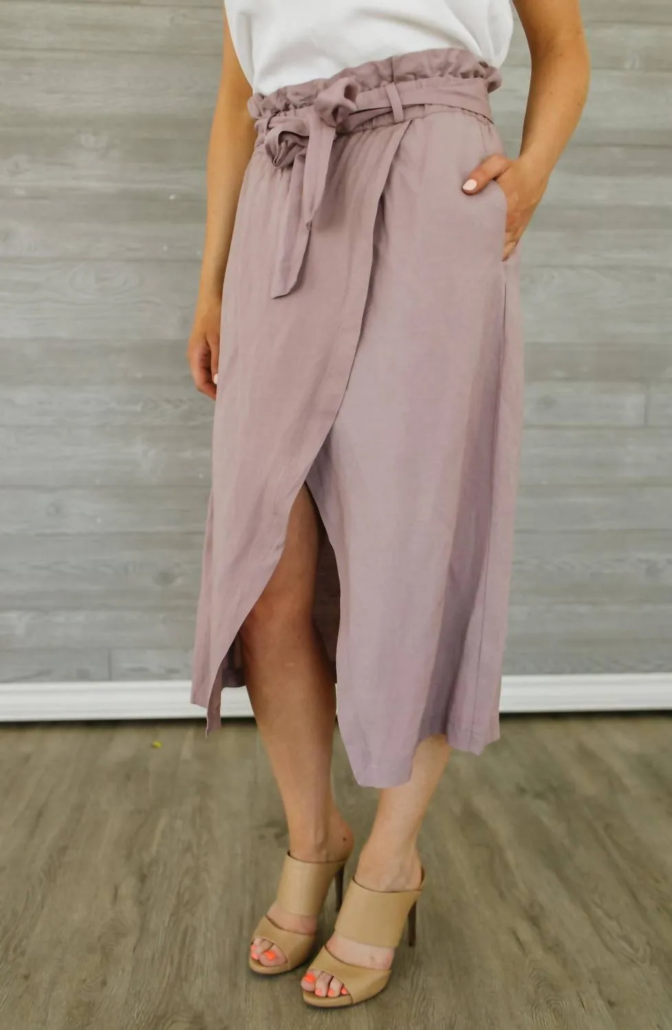 Jupe enveloppante Zenya en mauve